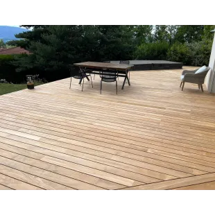 Terrasse Teck Giri massif abouté fixation invisible 19*120*2.20 et 3.15m