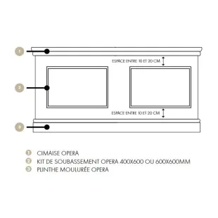 Cimaise moulurée Opéra en pin massif Merkusii enduit Gesso 18*62*2200 mm
