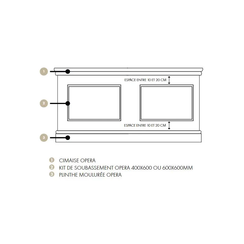 Cimaise moulurée Opéra en pin massif Merkusii enduit Gesso 18*62*2200 mm