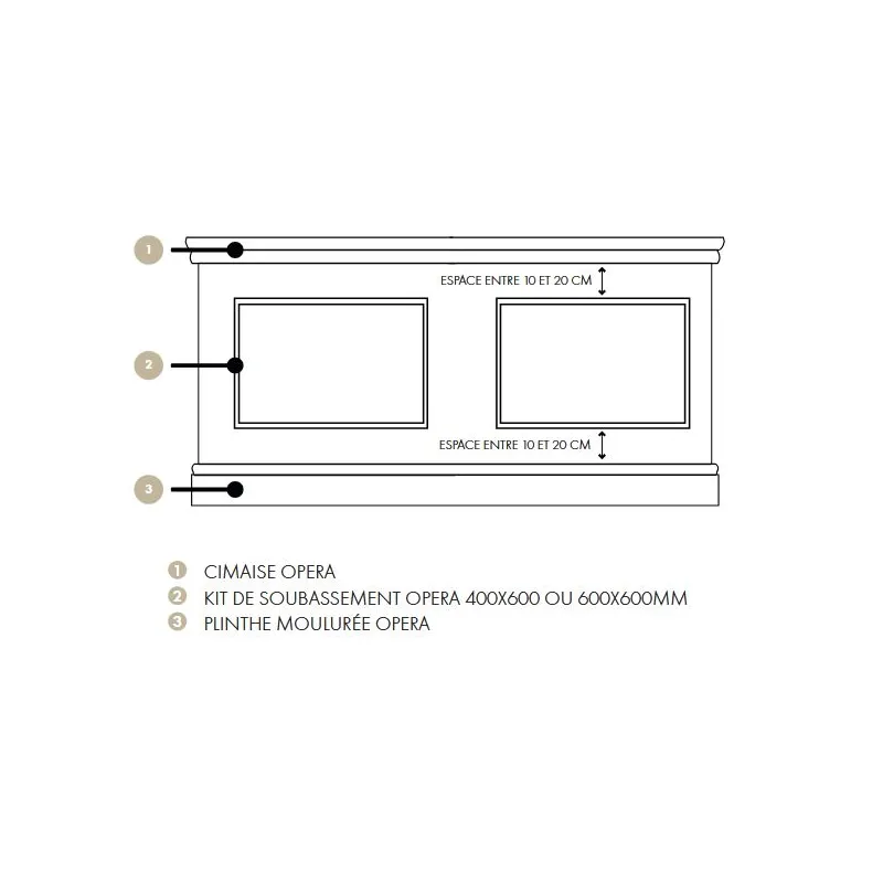 Kit de soubassement en pin massif Merkusii enduit Gesso 400*600 mm boîte de 4 u