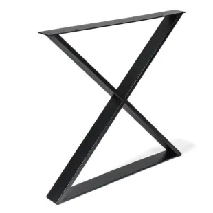 1 Pied de table en croix métal intérieur vernis mat noir carré 80*780*H710
