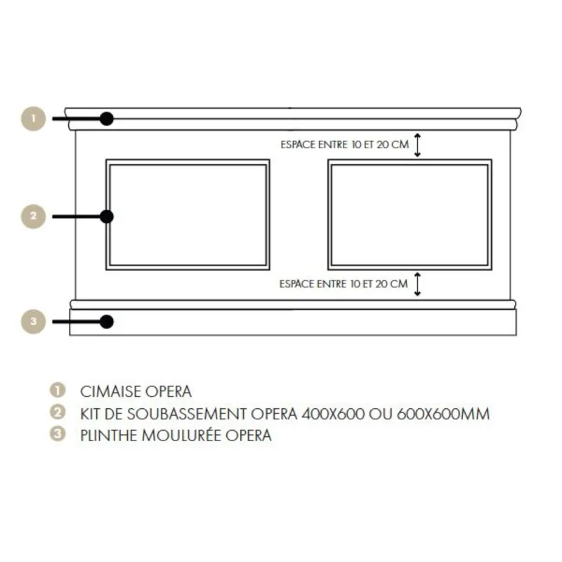Plinthe carré Opéra en pin massif Merkusii enduit Gesso 12*100*2200 mm