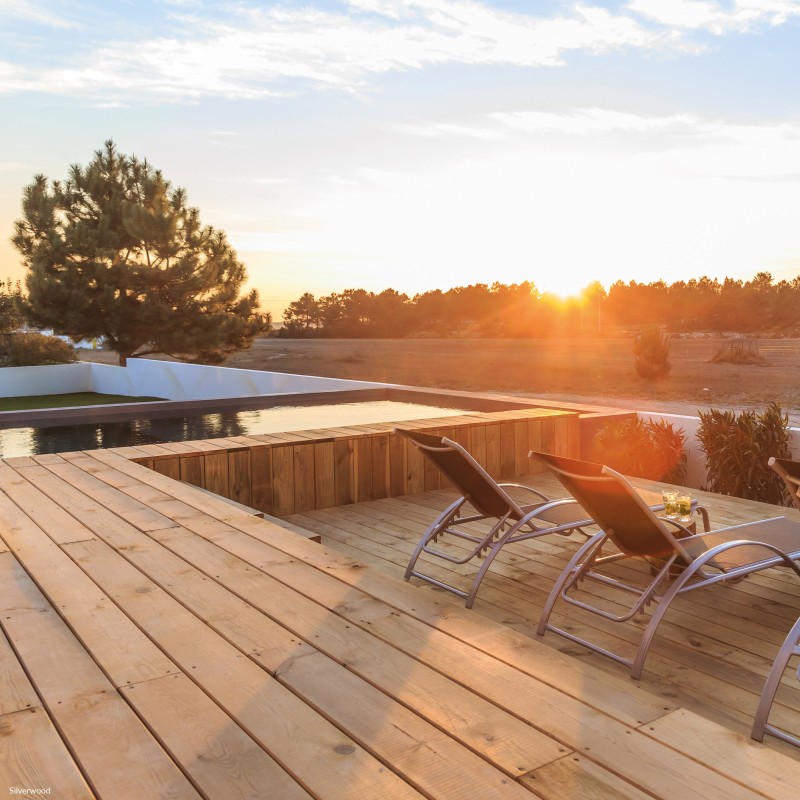 TERRASSE PIN BRUN 27*145 2 FACES LISSES TRAITE CL4