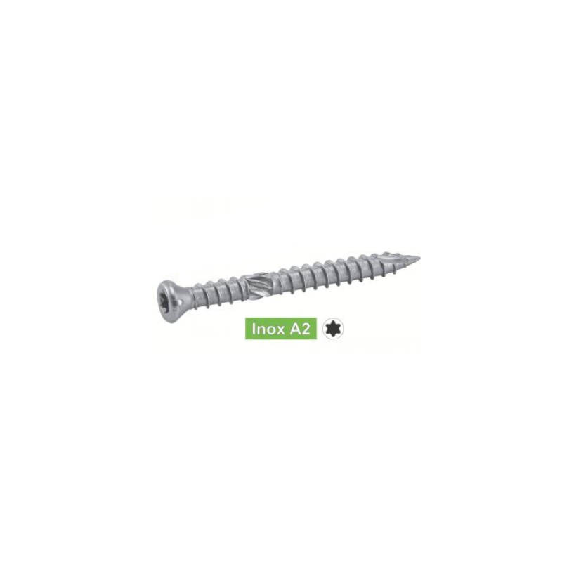 VIS INOX A2 TORX TX25 BOIS DUR 5*60 BOITE DE 200 U