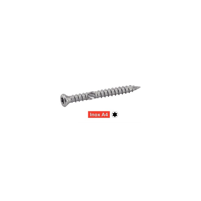 VIS INOX A4 TORX TX25 BOIS DUR 5*60 BOITE DE 200 U