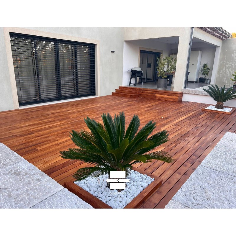 TERRASSE TECK DEAUVILLE CONTRECOLLE FIXATION INVISIBLE 20/3 X 120 X 1.84 A 2.30M