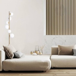 Panneau mural effet tasseau Panelio Balzac feuille d'or12*122*2700 mm