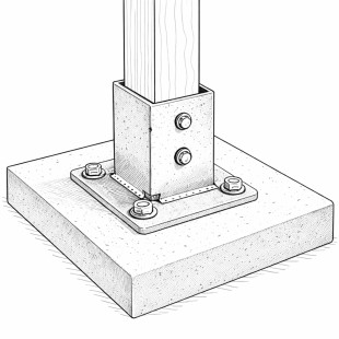 Platine pied de poteau en cube 90*90
