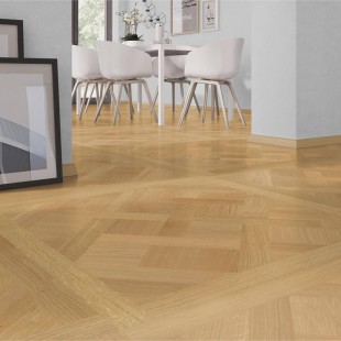 Parquet dalle contrecollé Versailles Chêne brossé verni mat 4ch 15/3*1000*1000mm
