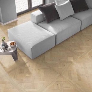 Parquet dalle contrecollé Versailles Chêne verni bois brut 4ch 20/4*800*800 mm