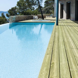 Terrasse Pin vert 27*145 1 face rainurée traité CL4