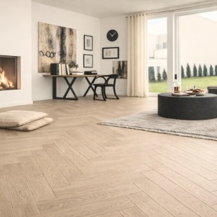 Désert verni Parquet contrecollé bâton rompu R+L 4ch HDF
