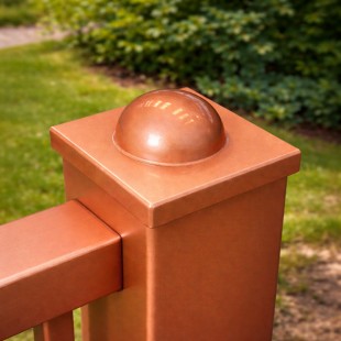 Chapeau poteau alu laqué bronze boule 90*90