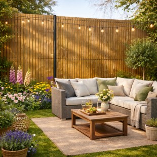 kit clôture bois Pin CL4 vert 43 lames + 2 en 22*47mm