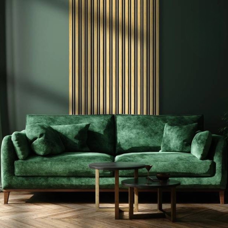 Panneau mural effet tasseau Panelio Balzac feuille d'or12*122*2700 mm