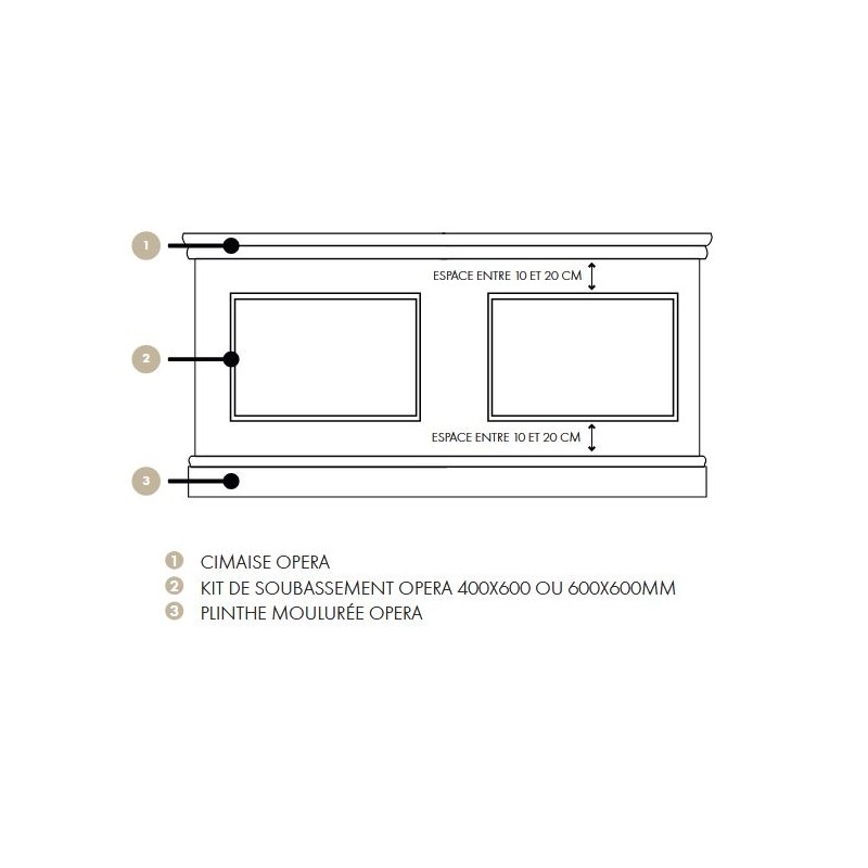 Kit de soubassement en pin massif Merkusii enduit Gesso 400*600 mm boîte de 4 u