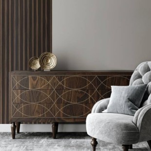 Panneau mural effet tasseau Panelio Balzac Noyer 12*122*2700 mm