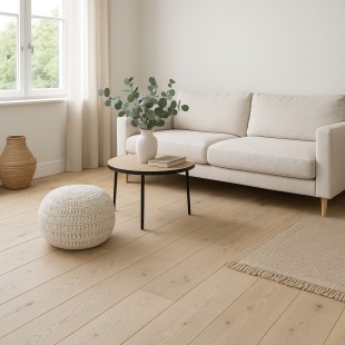 Parquet contrecollé Kiaro huilé bois brut torréfié brossé 15/4*190*680-1900 mm