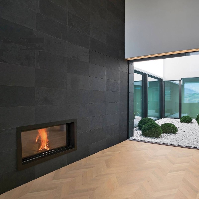 Parquet contrecollé point Hongrie Chêne brossé verni bois brut 14/3*90*510/600 m