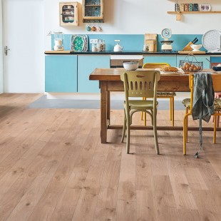 Café crème verni Chêne Parquet massif à coller 4ch 14*90*400 à 1300mm Zenitude