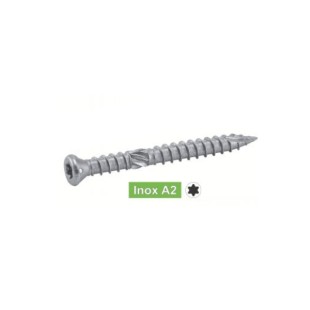 Vis inox A2 torx TX25 bois dur 5*60 boîte de 200 unités