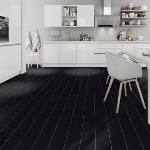 Parquet contrecollé Chêne brossé verni peint noir 14/3*150*600 à 1800 mm