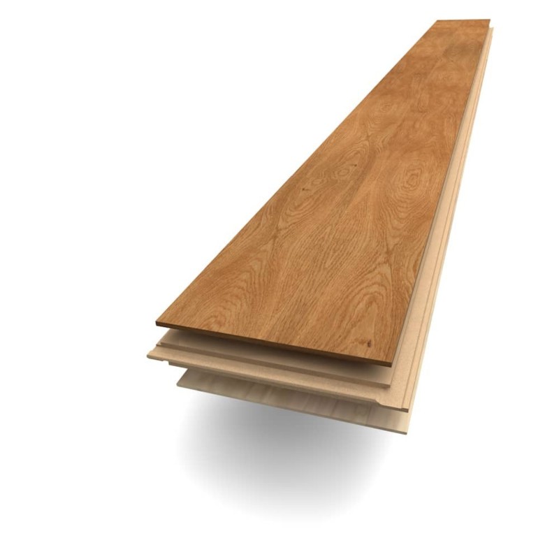 Satiné verni Chêne Parquet contrecollé double frise clic HDF