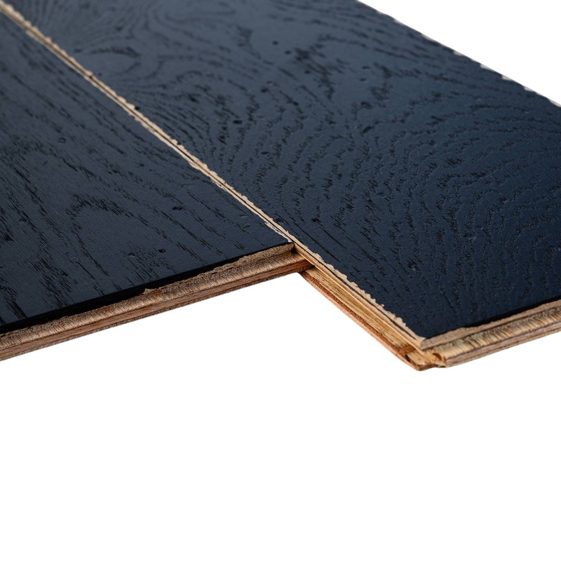 Parquet contrecollé Chêne brossé verni peint noir 14/3*150*600 à 1800 mm