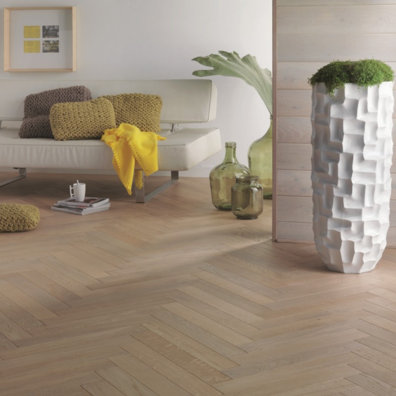 Linen verni Parquet contrecollé Bâton rompu 4ch 12/2.5*90*590 mm HDF Clas/Authe