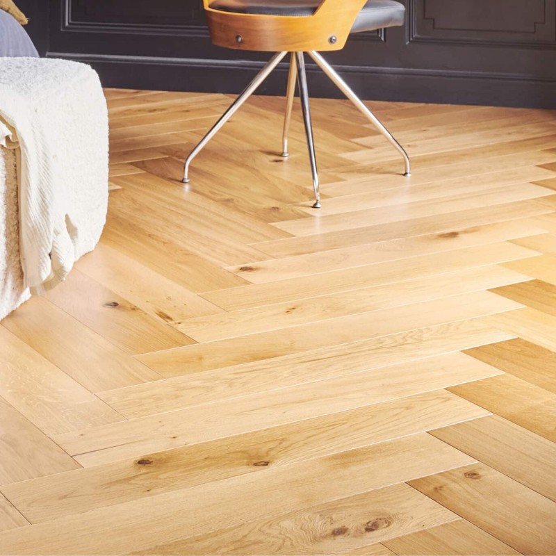 Miel verni Parquet contrecollé Bâton rompu 4ch 14/3.4*139*800 mm CP Zenitude