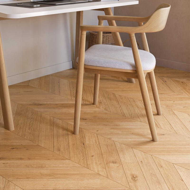 Noisette verni Parquet contrecollé Point hongrie 4ch 12/2.5*90*589 mm Zenitude