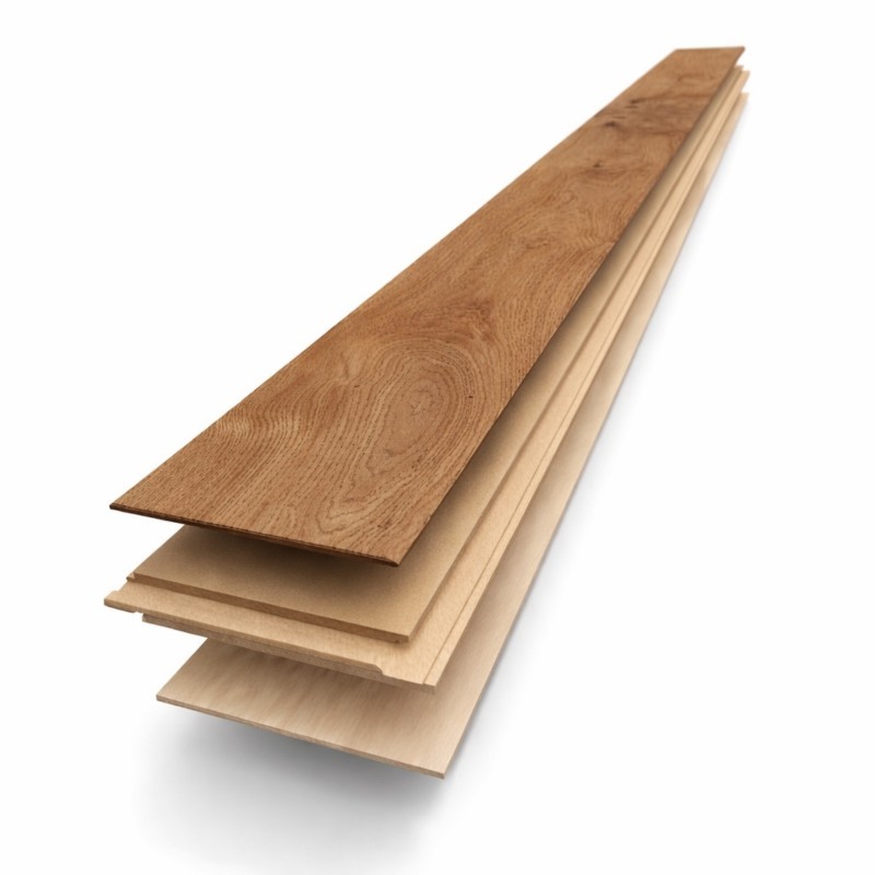 Noisette verni Parquet contrecollé Chêne clic 4ch HDF