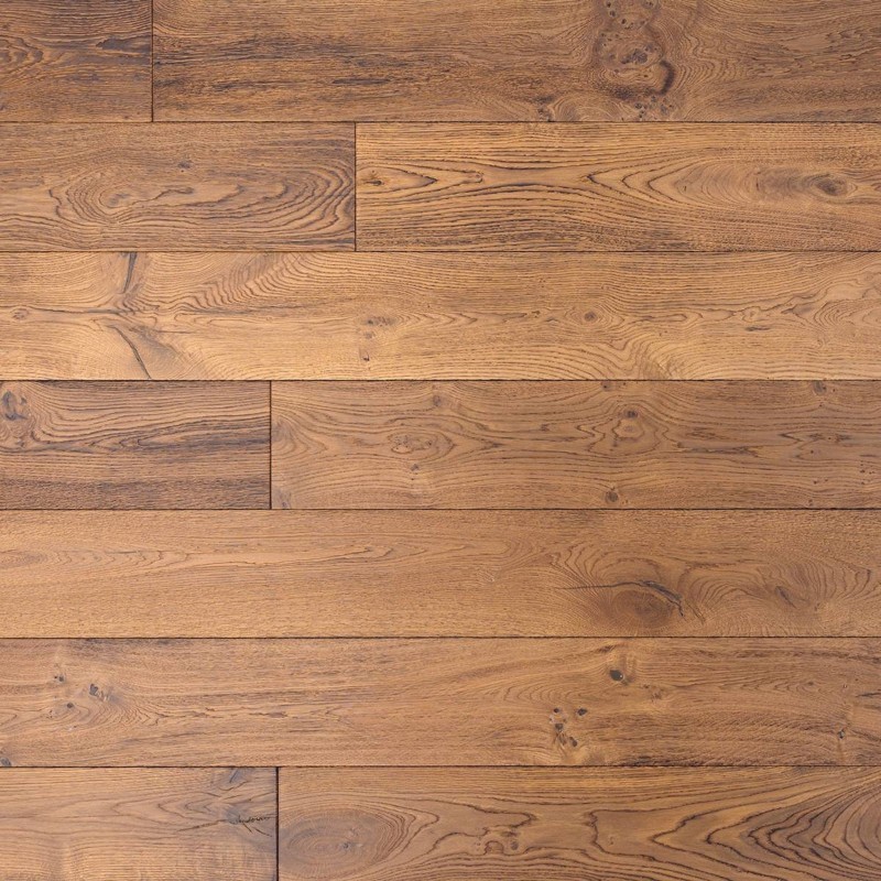 Parquet contrecollé Voluto huilé brun torréfié brossé 15/4*190*680-1900 mm