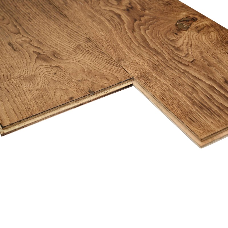Parquet contrecollé Voluto huilé brun torréfié brossé 15/4*190*680-1900 mm
