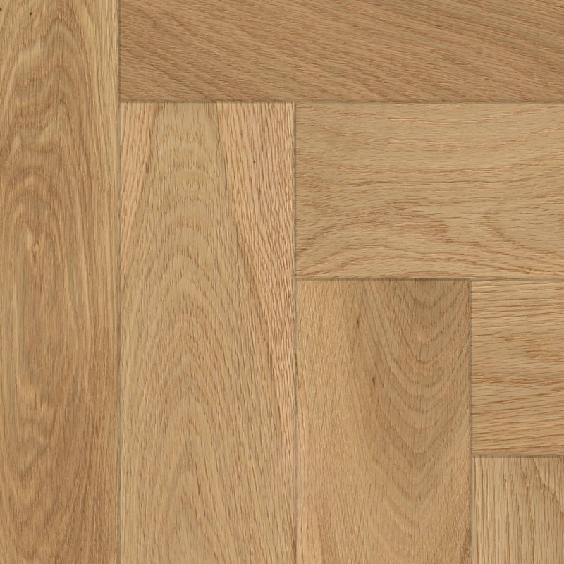 Parquet massif bâton rompu Chêne brossé verni naturel 4 chanfreins 15*90*600 mm