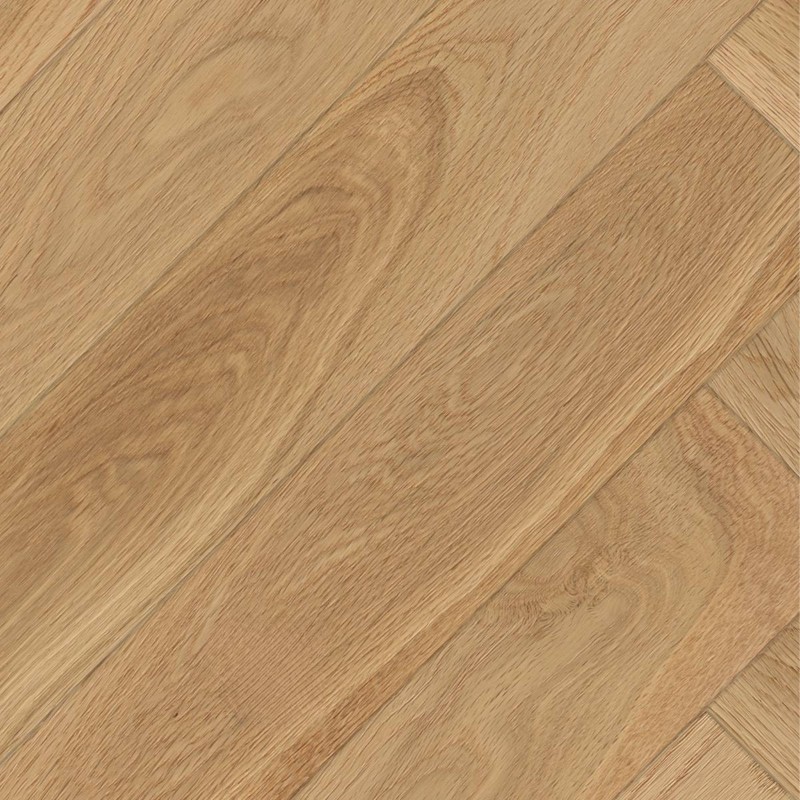 Parquet massif bâton rompu Chêne brossé verni naturel 4 chanfreins 15*90*600 mm