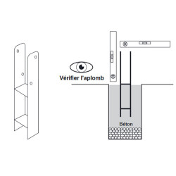 Platine en H à Sceller Galva 90x90 L 600