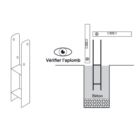 Platine a sceller en H 90x90